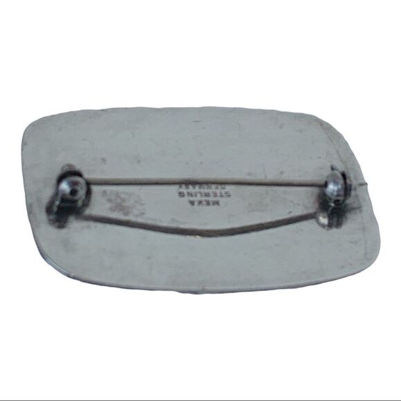 Mid century Meka Denmark sterling silver black enamel zebra design pin - Picture 7 of 9